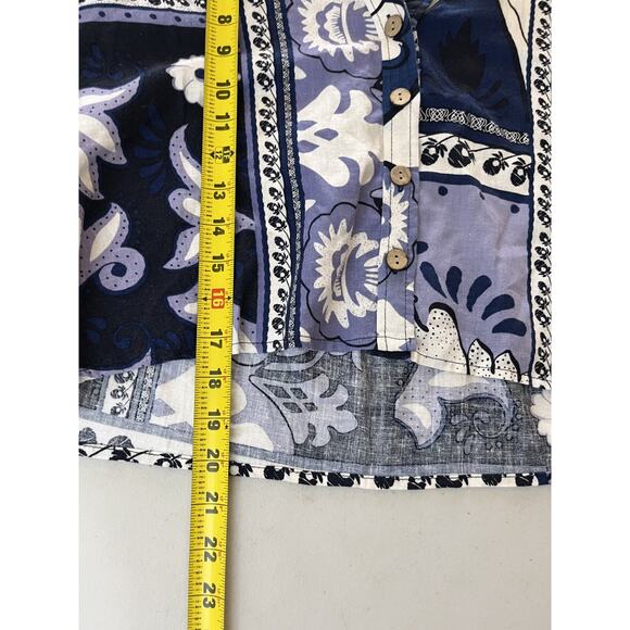 Festival Boho Linen Blend Beach Top XS Coastal Vacation Maximalist Resort Artsy - Picture 10 of 12